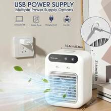 Portable Mini Air Conditioner,Rechargeable Mini Air Conditioner, Personal Cooling Fan, Indoor Small Air Conditioner For Bedroom, Office, Outdoor Use - White - View 2