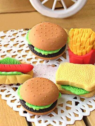 ممحاة عشوائية بتصميم طعام 6 قطع