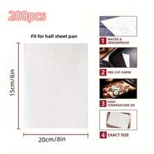 50/100/200pcs Parchment Paper Baking Paper 6*8 Inches, Precut Non-Stick Parchment Paper For Baking, Cooking, Grilling, Frying And Steaming - Unbleached, Kitchen Gadgets, Kitchen Accessories, Home Kitchen Items