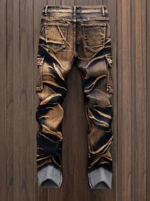 青少年男孩扎染时尚休闲工装牛仔裤 - 彩色 - 查看 2