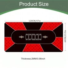 1pc Poker Mat, 8 Players Texas Hold'em Poker Rubber Mat Poker Topper For Tables, Folding Portable Poker Table - Red - View 2