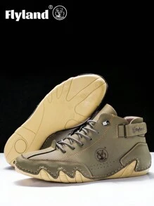 Botas Chukka de vestir casuales de uso diario y de oficina, de cuero genuino clásico original FLYLAND para hombres - Verde militar - Ver 8