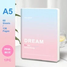1pc, B5/A5, 136pages, Waterproof Soft PP Cover Notebook, Colorful Minimalist Diary Notebook, Lined Journal, Ideal For Office, Home, School Note Taking.
