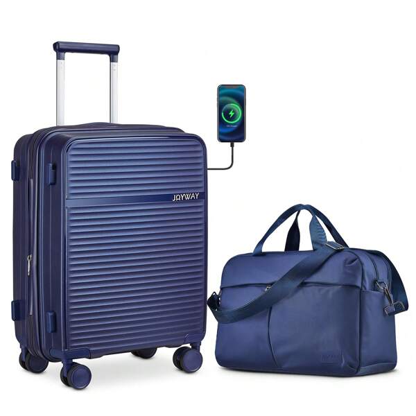 Joyway - 2 Ensembles de bagages en PP dur avec port de charge USB, bagages à roulettes extensibles de 20 pouces