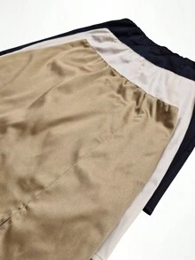 Kit Of 3 Short Satin Skirts With Mini Slit - Nhiều màu - Xem 2
