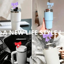 2 peças de decoração de canudo de silicone com laço, decoração de copo de metal ajustável, adequada para copos de vidro de 30 onças e 40 onças, presente de feriado - Multicolorido - Ver 6