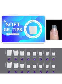 420Pcs/Box Matte Soft False Nails Full Transparent Almond Soak Off Gel Fake Nail Short T Shape Round Oval Capsule Tips Diy Press On Nails Nail Supplies Nails