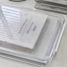 1个塑料可堆叠A4纸张文件收纳盒，多隔层办公文件架储物盒，桌面文具收纳盒，适用于办公室、学校、家庭工作空间，带可调节隔板的文件托盘，方便整理文件 - 無色 - 查看 2