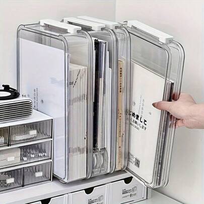 1 件塑料可堆叠 A4 纸质文件整理器、办公室文件架收纳盒、办公桌文具整理器，适用于办公室/学校，适合返校