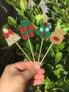 1 件/7 件圣诞纸杯蛋糕装饰、节日蛋糕装饰、家庭派对装饰、圣诞派对用品礼品圣诞装饰圣诞装饰圣诞礼物圣诞派对用品 - 彩色 - 查看 6