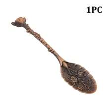 1 pezzo/Set da 3 pezzi Elegante set di cucchiai in metallo, Cucchiaini in stile barocco vintage per caffè, dessert, cucchiaini piccoli, mescolatori decorati, adatti per uso domestico, ristorante, caffetteria, hotel, accessori per la tavola, regalo di Natale