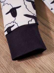 Baby Boy Casual Cartoon Sheep All Over Print Jumpsuit - White - View 5