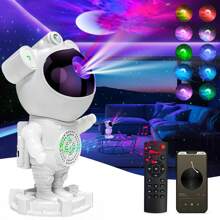 Luminária Projetor de Galáxia de Astronauta, Luminária de Teto de Astronauta Nebulosa Estrelada com Temporizador e Controle Remoto