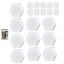 Hexagon LED Lights Wall Panels Battery Powered, 16 Colors And 4 Lighting Modes Hexagonal Wall Light RGB Lights Modular Touch Sensitive Lights With Remote Control For Home Decor, Living Room, Bedroom, Gaming Room, Party, Wall Lights Gift For Kids, Adults
