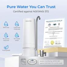 Waterdrop WD-CTF-05 Countertop Water Filter, 4000 Gallon Faucet Water Filter With Filter Life Reminder, Reduces Heavy Metals, Bad Odor And 99% Chlorine (1 Filter Included) - trắng - Xem 6