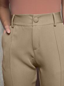 Women's Straight Tailored Trousers With A Straight Hem - 米色 - 查看 2