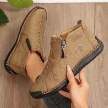 Womens Women's Work Shoes Fashion Casual Non-Slip Loafers Oxfords Leather Lace-Up Ankle Boots Walking ShoesOffice Hiking Shoes - Brown - View 5