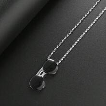 1pc Hip Hop Sunglasses Pendant Necklace Titanium Steel Chain Jewelry Accessory Christmas New Year Valentine's Day Holiday Gift - Silver - View 6