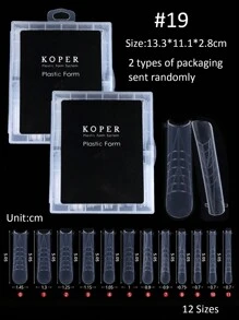 Boxed 120pcs Transparent Nail Extension Dual Mold  Artificial Nail Form Almond Square Pointed Coffin Full Cover Nail Prolong Mold With Scale Manicure Tools For DIY Salon Nail Extension