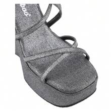 Women's Denim Platform Sandals Strappy Open Toe Ankle Strap Wedge Heeled Sandals High Heels Comfort Casual Summer Beach Vacation Shoes - 黑色 - 查看 5