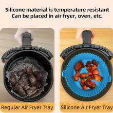 Bộ 6 miếng lót nồi chiên không dầu bằng silicon có thể tái sử dụng - Chống dính, Dễ vệ sinh, Chịu nhiệt, 6 kích cỡ khác nhau, Bát đựng, Phụ kiện lò nướng, Dụng cụ làm bánh, Đồ dùng nhà bếp, Đồ dùng nhà bếp thiết yếu - Nhiều màu - Xem 4