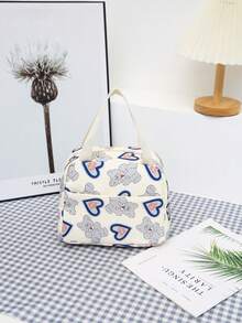 Set de 3 bolsas escolares de vuelta al colegio con mochila, bolso de mano y estuche para lápices con compartimento para portátil. Mochila escolar sencilla y casual de color liso con estampado de corazón, de nailon de calidad, con correa ajustable, impermeable y con múltiples bolsillos, ligera y portátil, ideal para graduados, chicas y adolescentes, para uso en exteriores, viajes, escuela secundaria y universidad.