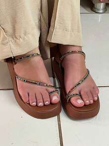 Women's Sandal Papete Caramel Shine Colored REF/JASMIN - 駝色 - 查看 4