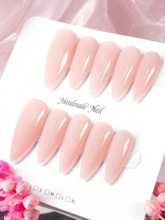 10 件高端 100% 手工制作法式按压式可重复使用假指甲，适用于派对和生日礼物美甲用品