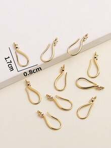 10 件铜镀金方晶锆石圆环 DIY 耳环配件 - 金黃色 - 查看 4