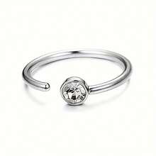 1pc G23 Titanium Low Allergy Cubic Zirconia C-Shape Nose Ring 20G Thin Nose Septum Ring, 18K Gold Plated Cartilage Helix Tragus Earring, 8mm Black Ear Lobe Earring, Unisex Body Piercing Jewelry - N041 - View 3