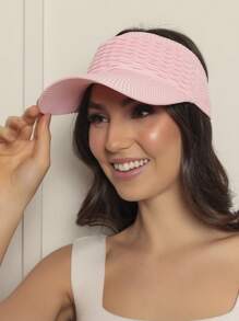 Women Modal Visor Hat Solid Casual Outdoor Visor Hat Summer 2023 Beach Hiking Cycling - 粉色 - 查看 2