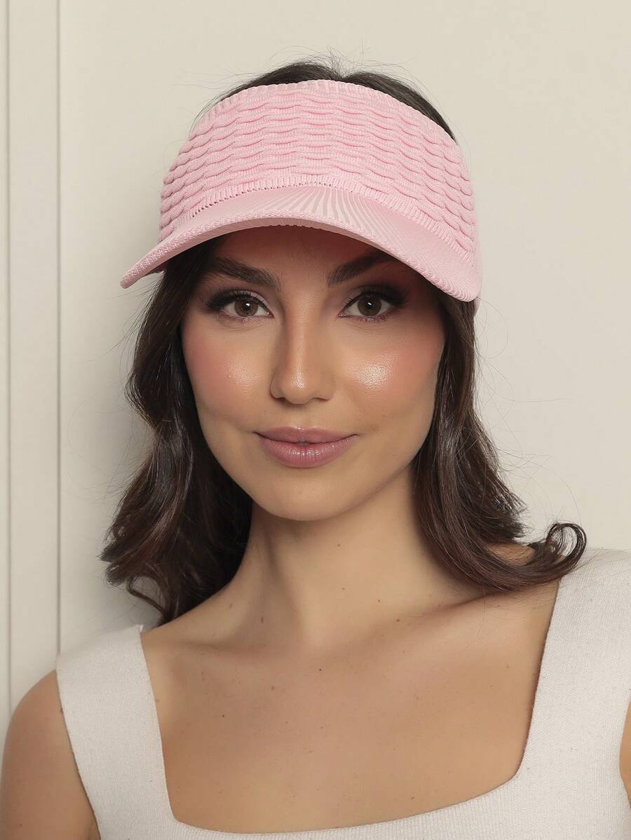 Women Modal Visor Hat Solid Casual Outdoor Visor Hat Summer 2023 Beach Hiking Cycling - 粉色 - 查看 1