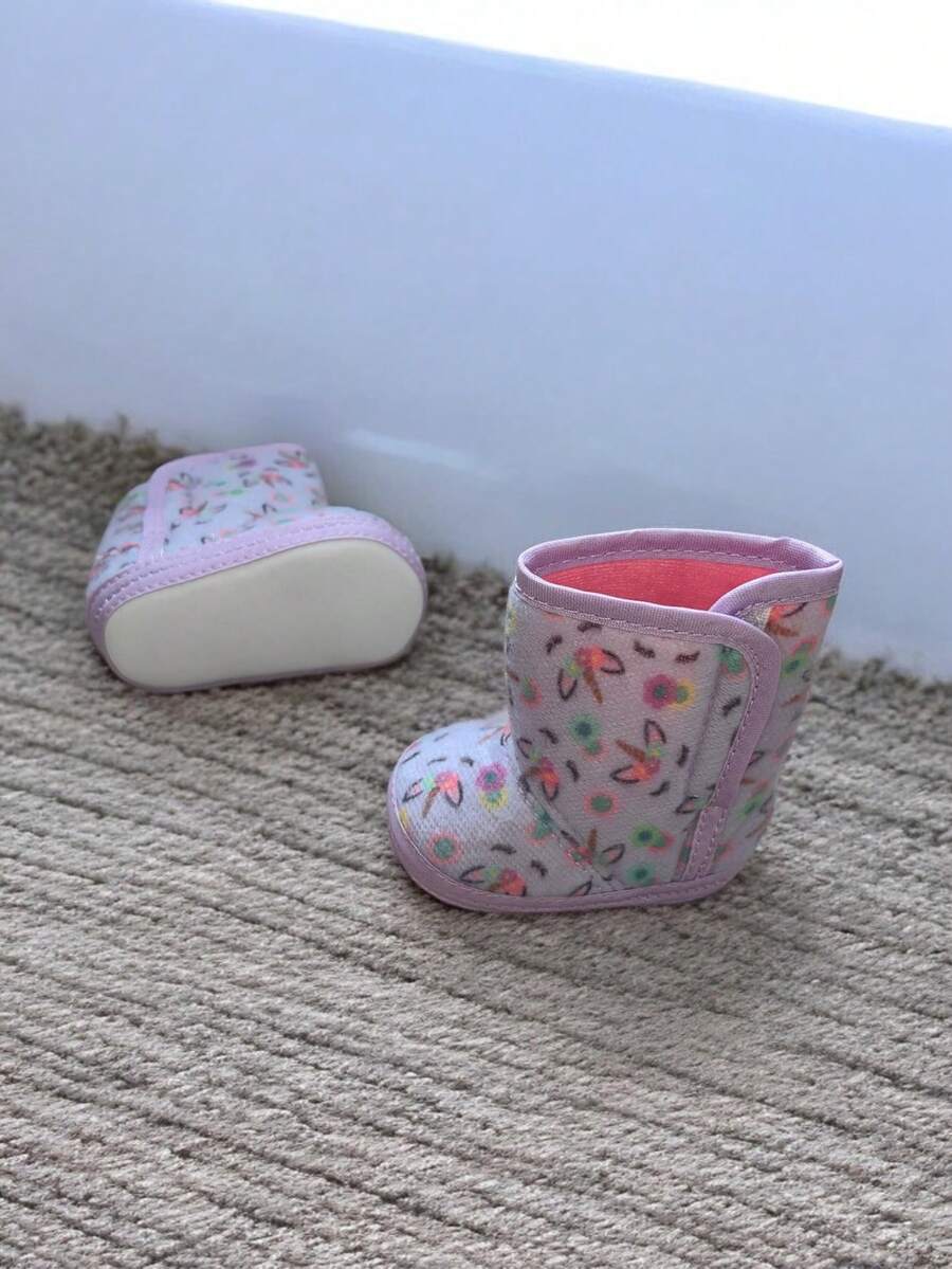 1 Pair Unisex Baby Soft Lined Booties With Zipper - Lilac Purple - View 1