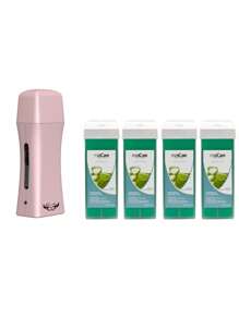 4 Wax Cartridges + 1 Roll On Wax Heater Melter - Green - View 1