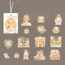 30 piezas/set (15 diseños, 2 piezas cada 1) Pegatinas con tema de viaje a París - Multicolor - Ver 9