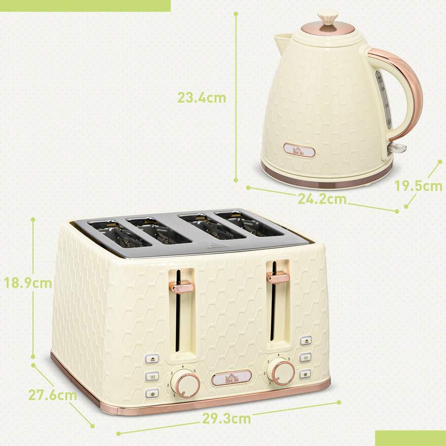 Kettle And Toaster Set, 1.7L 3000W Fast Boil Kettle With Auto