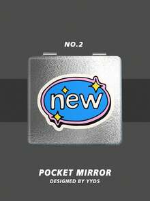 1 件便携式折叠手镜，带有可爱的多巴胺图案设计，紧凑型袖珍化妆镜，配有银色人造皮革和不锈钢框架，轻巧耐用，适合旅行、日常使用、礼物 - 彩色 - 查看 8