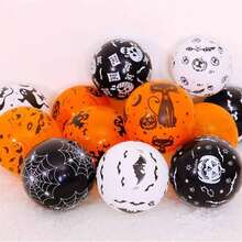20 Stücke zufällige Halloween Luftballons mit Kürbis-, Fledermaus- und Geisterdrucken, Partydekorationen
