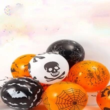 20 Stücke zufällige Halloween Luftballons mit Kürbis-, Fledermaus- und Geisterdrucken, Partydekorationen