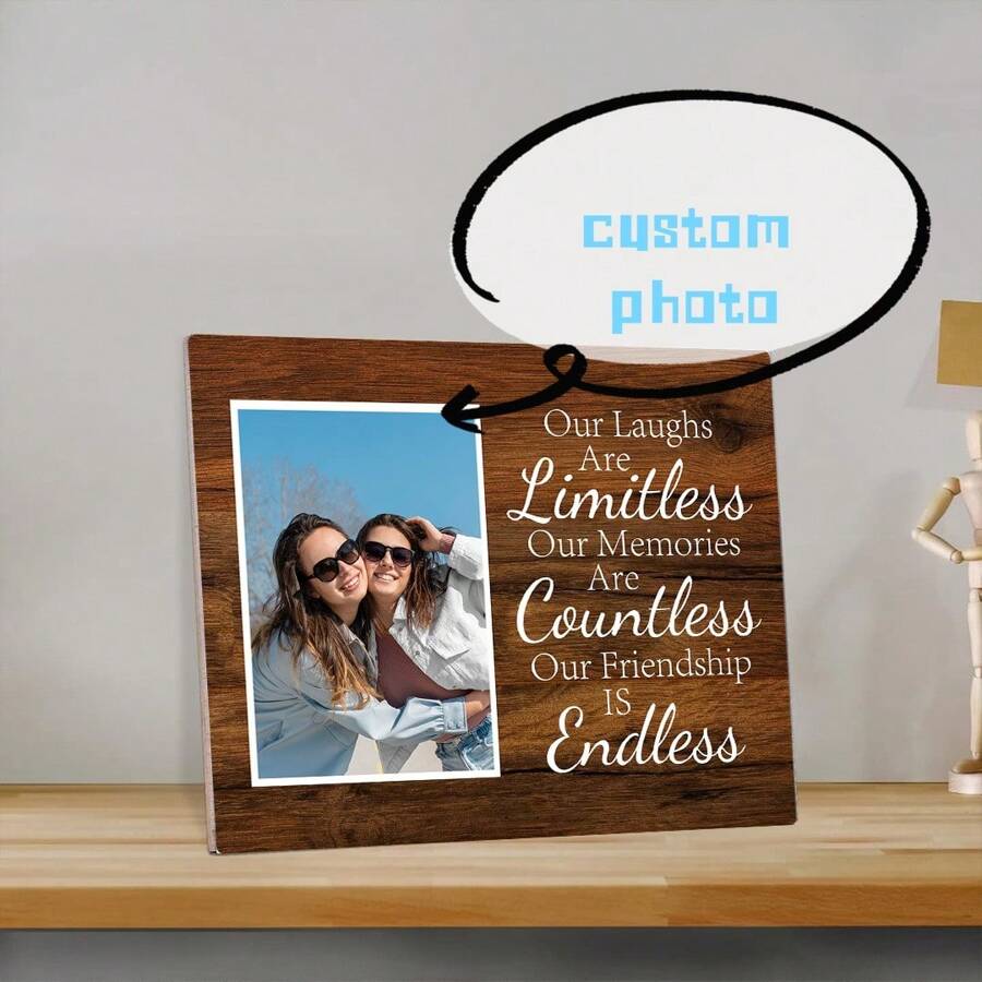 1 pieza, Marco de fotos personalizado para amigo/mejor amiga, regalo personalizado para amigo/mejor amiga, regalo conmemorativo de estilo constante para amigo/mejor amiga - Marco de fotos conmemorativo, cartel, regalos de graduación, regalos de cumpleaños, regalos de graduación (nuestra amistad es interminable) - Marrón - Ver 1