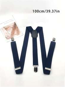 1 Set Of Solid Color Bow Tie + Suspender, Casual Outfit, Ideal Gift - Braces - View 2