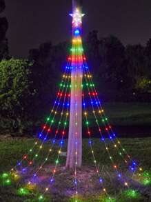 198 LED 5-zackiger Stern Lichterkette Wasserfall Feenlichter für Weihnachtsbaum, Außenterrasse, Raumdekoration, Weihnachtsdekoration, Schlafzimmerdekoration, Partydekoration, Feiertags-Festival, Weihnachtsgeschenk, Weihnachtsbaum-Dekoration, Weihnachtsschmuck, Weihnachtsdekoration, XMAS-Dekoration, Weihnachtsbaum-Geschenkdekoration, Erntedank, Hochzeit, Herbst-Dekoration, Geburtstagsdekorationen für Geschenke, Partyartikel, Innen- und Außenbereich, Garten, Feiertags-Festival, Halloween-Dekoration, Wanddekoration, Halloween-Ornamente