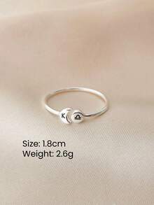 Nhẫn thép không gỉ hở hình mặt trời và mặt trăng khắc chữ cung hoàng đạo Nhẫn thời trang tinh tế Trang sức phổ biến Quà tặng lưu niệm trang sức cho các cặp đôi - Vàng - Xem 6