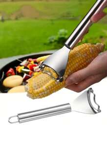 1pc 7in Steel Corn Peeler, Stainless Steel Corn Separator, Corn Peeler, Efficient Corn Peeler, Durable Thresher With Comfortable Ergonomic Handle, Reusable Thresher, Multifunctional Vegetable Peeler, Kitchen Must-Have For Fresh Corn Lovers, Kitchen Gadgets That Can Easily Remove Corn, Household Must-Haves, Creative Kitchen Tools, Space-Saving Design, Corn Peeler, Suitable For Hotels, Restaurants, Bulk Kitchenware And Tableware,