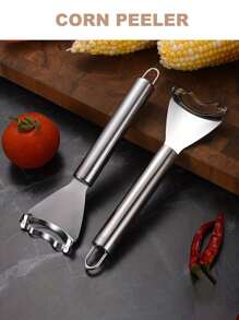 1pc 7in Steel Corn Peeler, Stainless Steel Corn Separator, Corn Peeler, Efficient Corn Peeler, Durable Thresher With Comfortable Ergonomic Handle, Reusable Thresher, Multifunctional Vegetable Peeler, Kitchen Must-Have For Fresh Corn Lovers, Kitchen Gadgets That Can Easily Remove Corn, Household Must-Haves, Creative Kitchen Tools, Space-Saving Design, Corn Peeler, Suitable For Hotels, Restaurants, Bulk Kitchenware And Tableware,