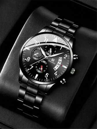 SHAARMS Men Round Pointer Date Quartz Watch As A Gift For Students Returning To School