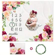 Manta de hito con diseño de flor de franela suave para fotografía de recién nacidos, manta multifuncional como regalo para baby shower, decoraciones para baby shower y familia, regalo para baby shower y Pascua, para niñas/niños