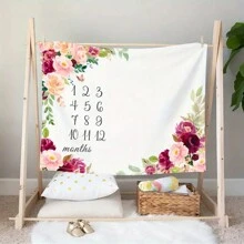 Manta de hito con diseño de flor de franela suave para fotografía de recién nacidos, manta multifuncional como regalo para baby shower, decoraciones para baby shower y familia, regalo para baby shower y Pascua, para niñas/niños