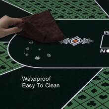 1pc Poker Mat, 8 Players Texas Hold'em Poker Rubber Mat Poker Topper For Tables, Folding Portable Poker Table - Green - View 4