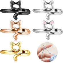 3/4/5/6 قطع خطافات كروشيه للنساء للتوتر القابل للتعديل والأصبع لا يؤذيها أثناء الحياكة ، علبة تخزين عشوائية